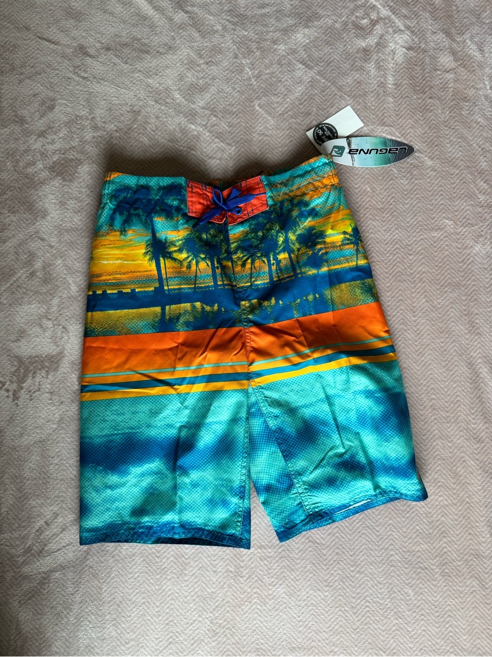 NWT Tropical Blue & Orange Swim Trunks - size L
